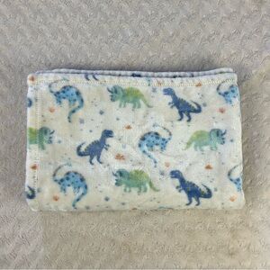 Adirondack Baby Blue Green Dinosaur Blanket Orange Cream Plush Soft Dino Print